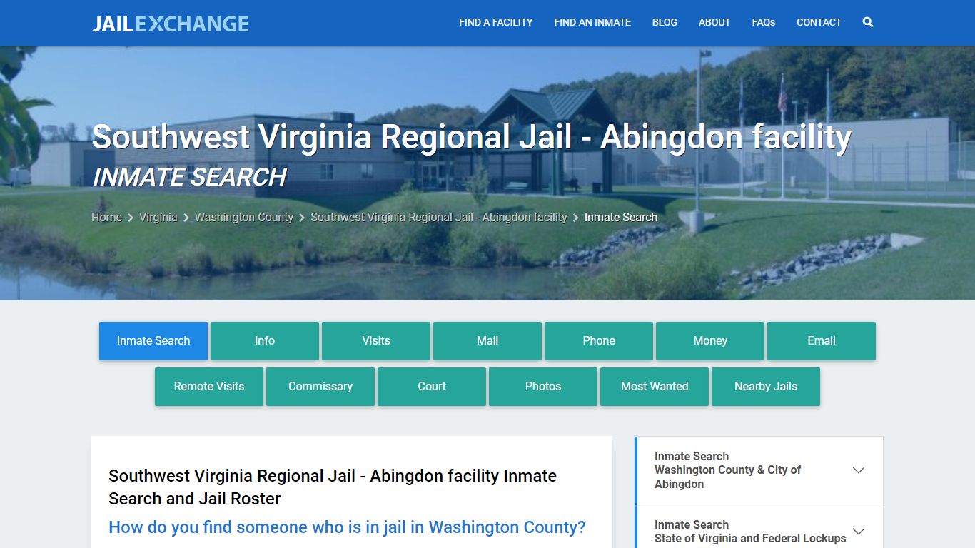 Southwest Virginia Regional Jail - Abingdon facility Inmate Search